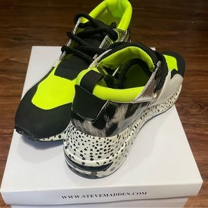 Neon Green Steve Madden Cliff heel athletic shoes sneakers